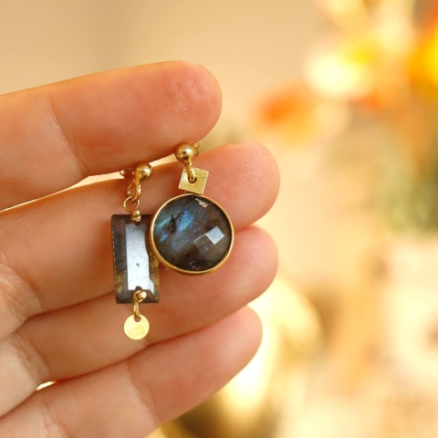 Kolczyki sztyfty - Labradoryt