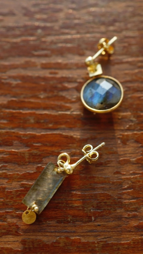 Kolczyki sztyfty - Labradoryt