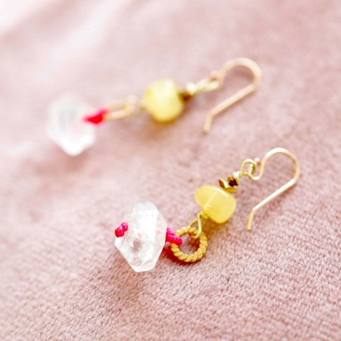 Kolczyki srebrne złocone z naturalnymi kamieniami